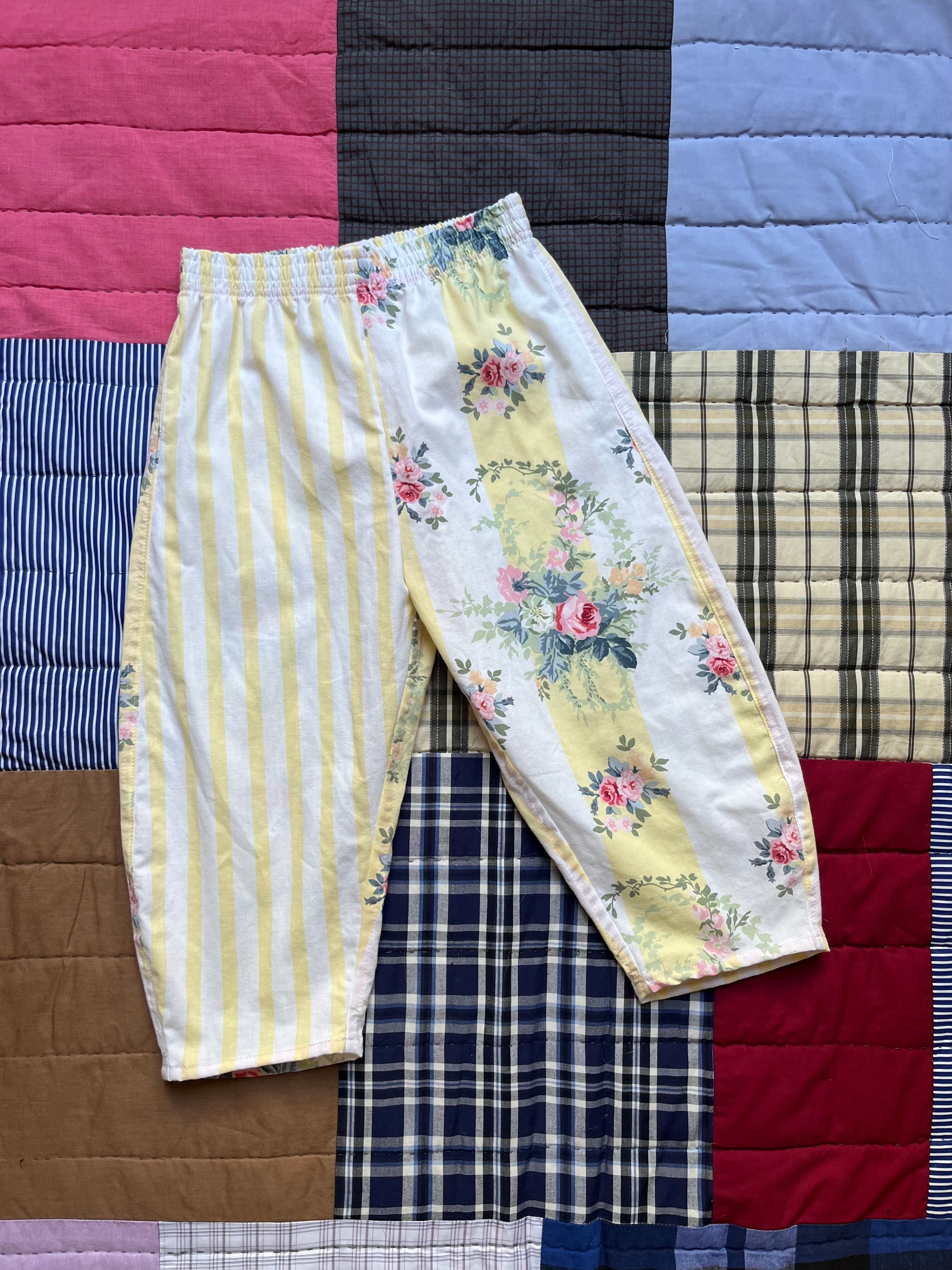 Pantalon enfant rayures fleurs