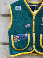 Veste sans manches laine patchs vintage  - Pièce unique