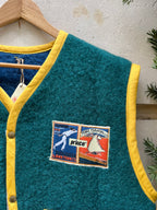 Veste sans manches laine patchs vintage  - Pièce unique