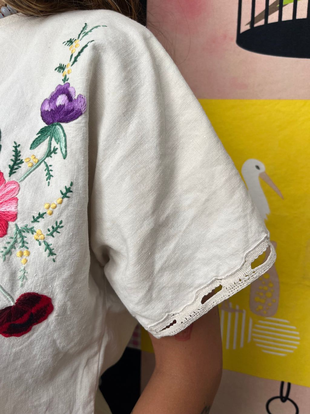 Blouse lin brodé - Pièce unique