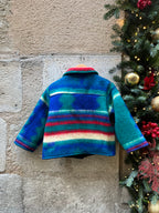 Veste upcyclée verte et rouge doublure polaire