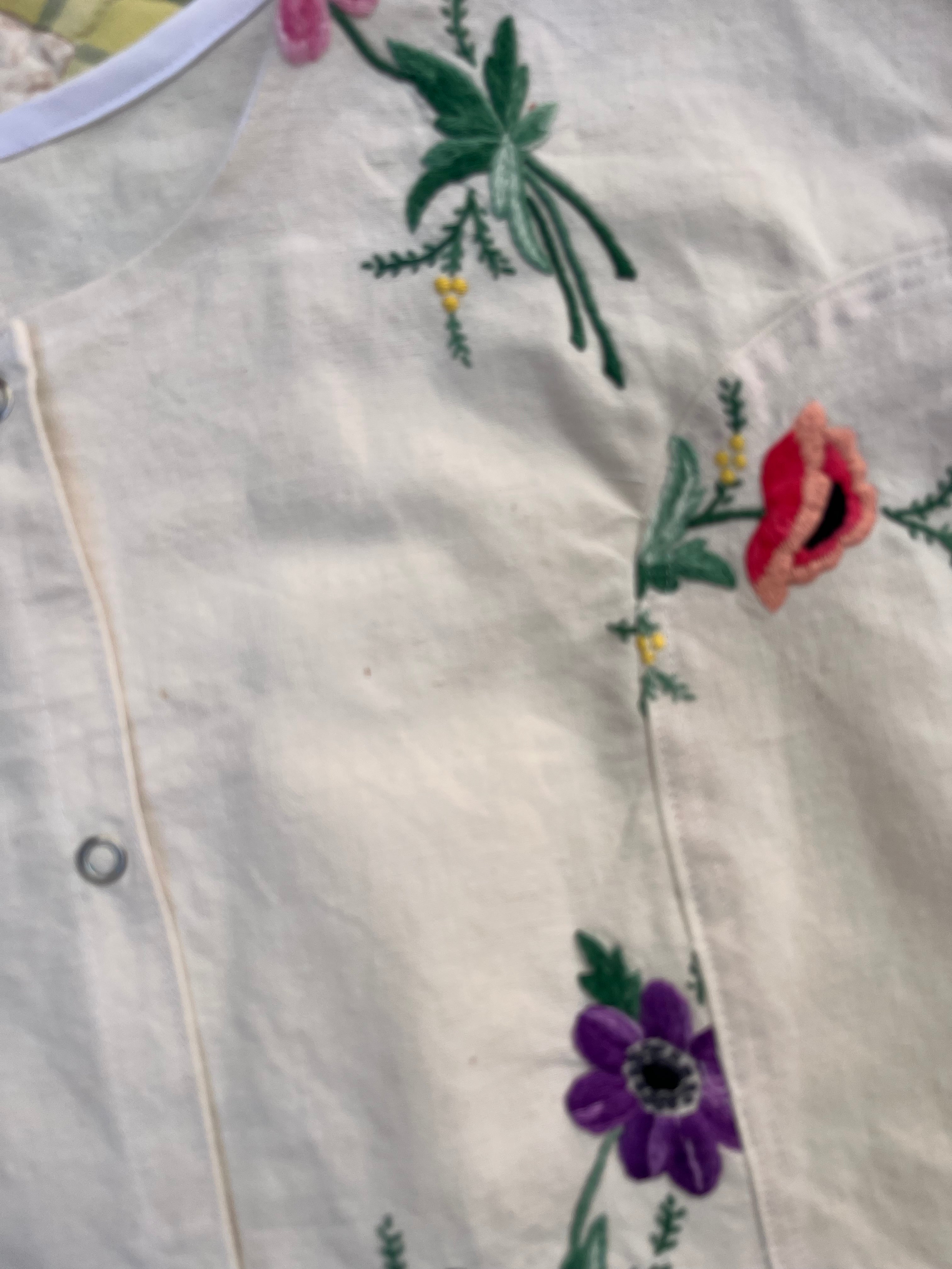 Blouse lin brodé - Pièce unique