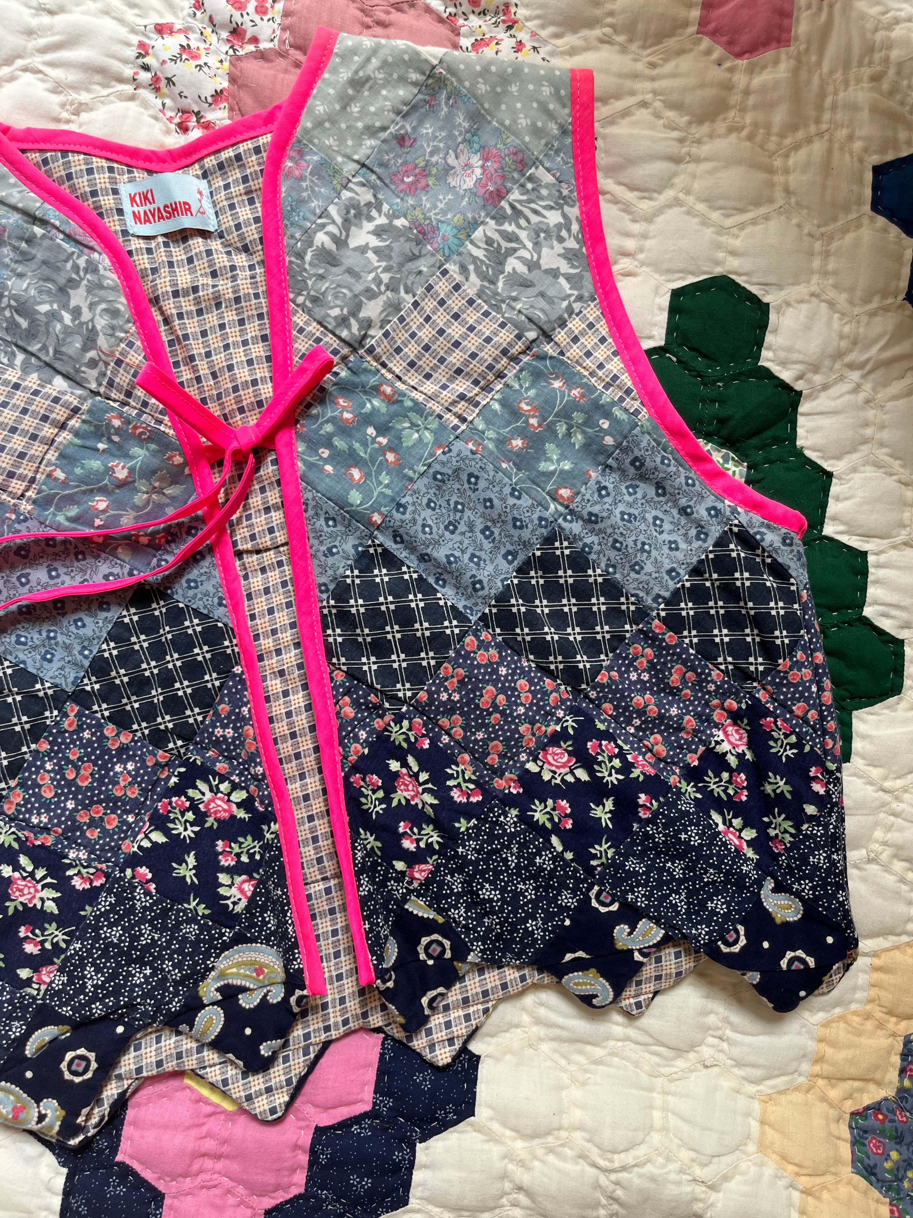 Veste sans manches patchwork réversible - Pièce unique