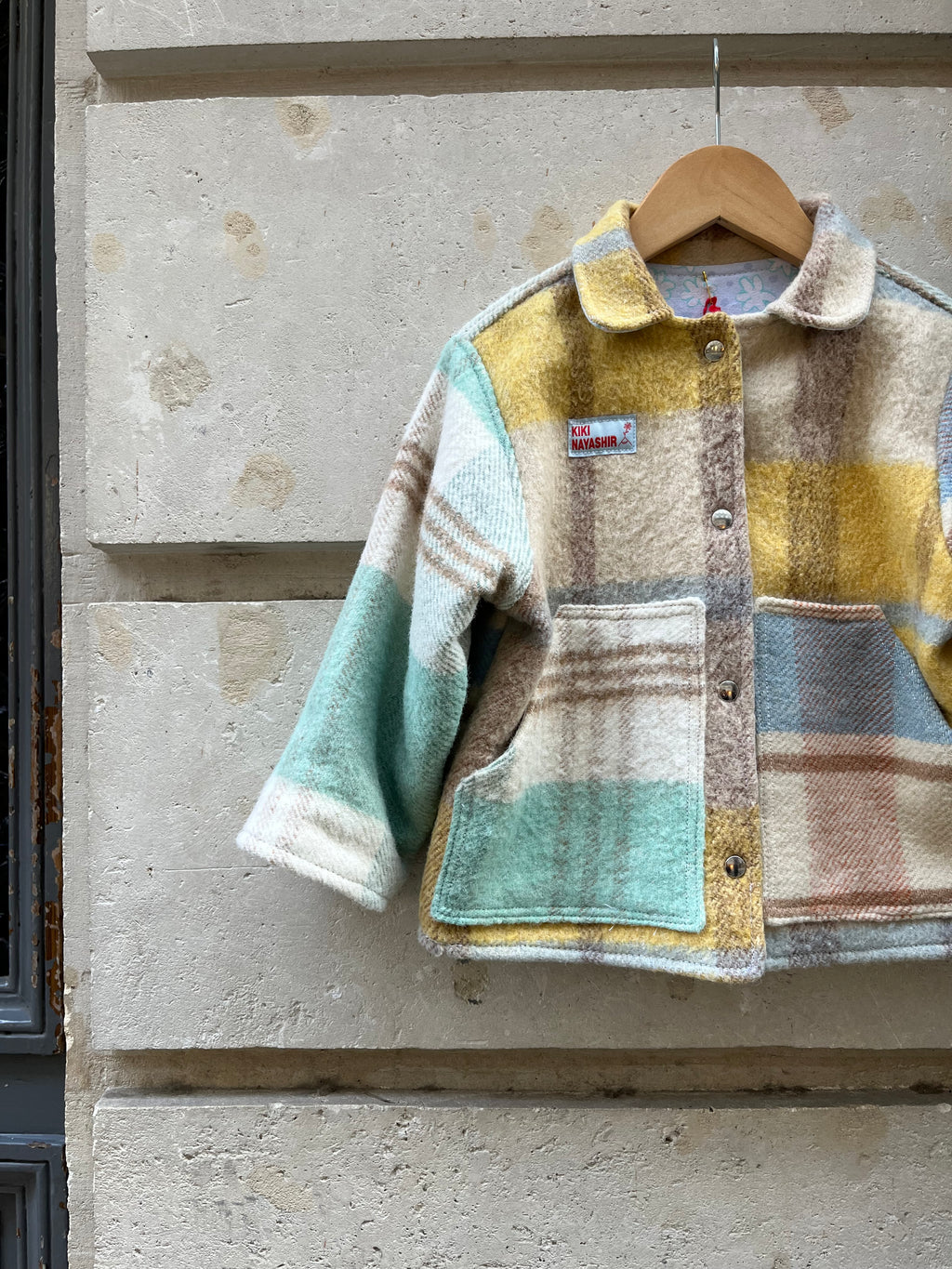 Veste upcyclée  laine carreaux