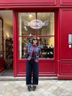 Veste sans manches oversize laine motifs aztèques - Pièce unique