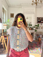 Veste sans manches patchwork réversible - Pièce unique