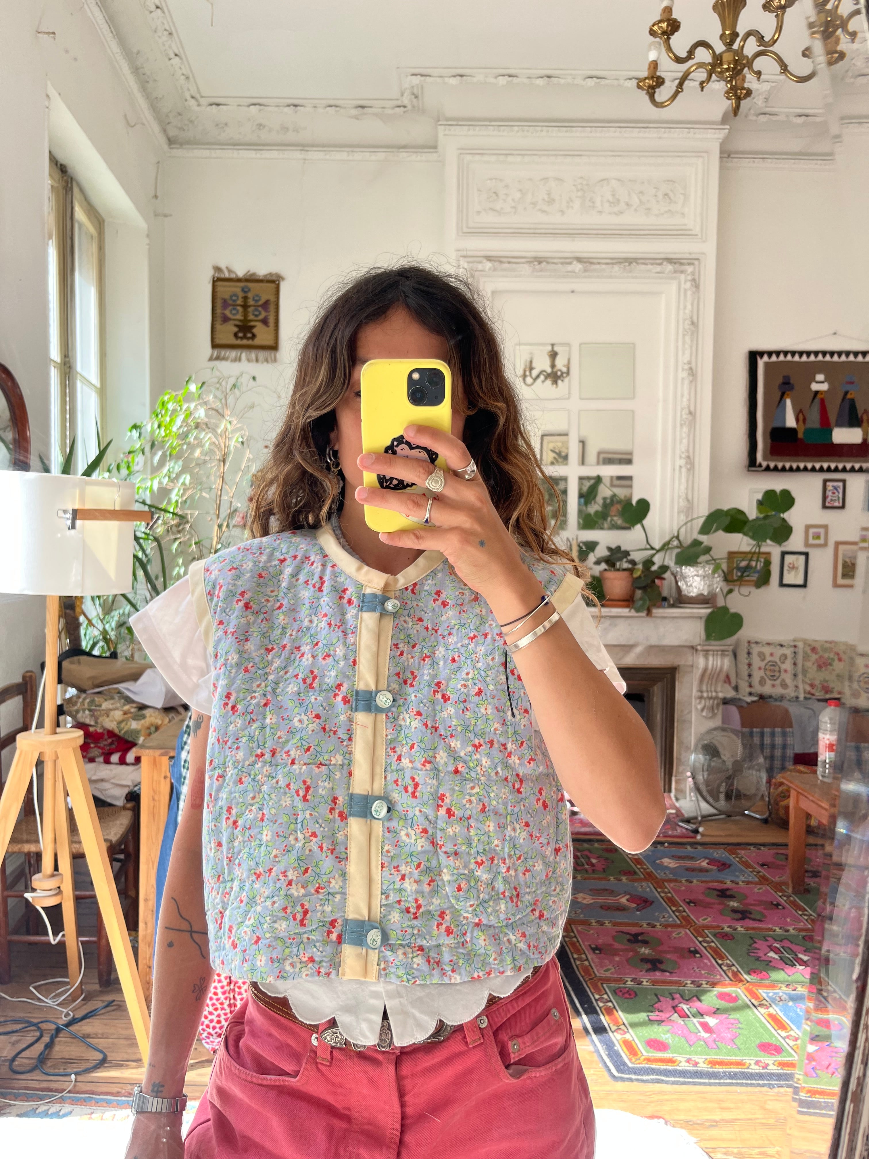 Veste sans manches patchwork réversible - Pièce unique