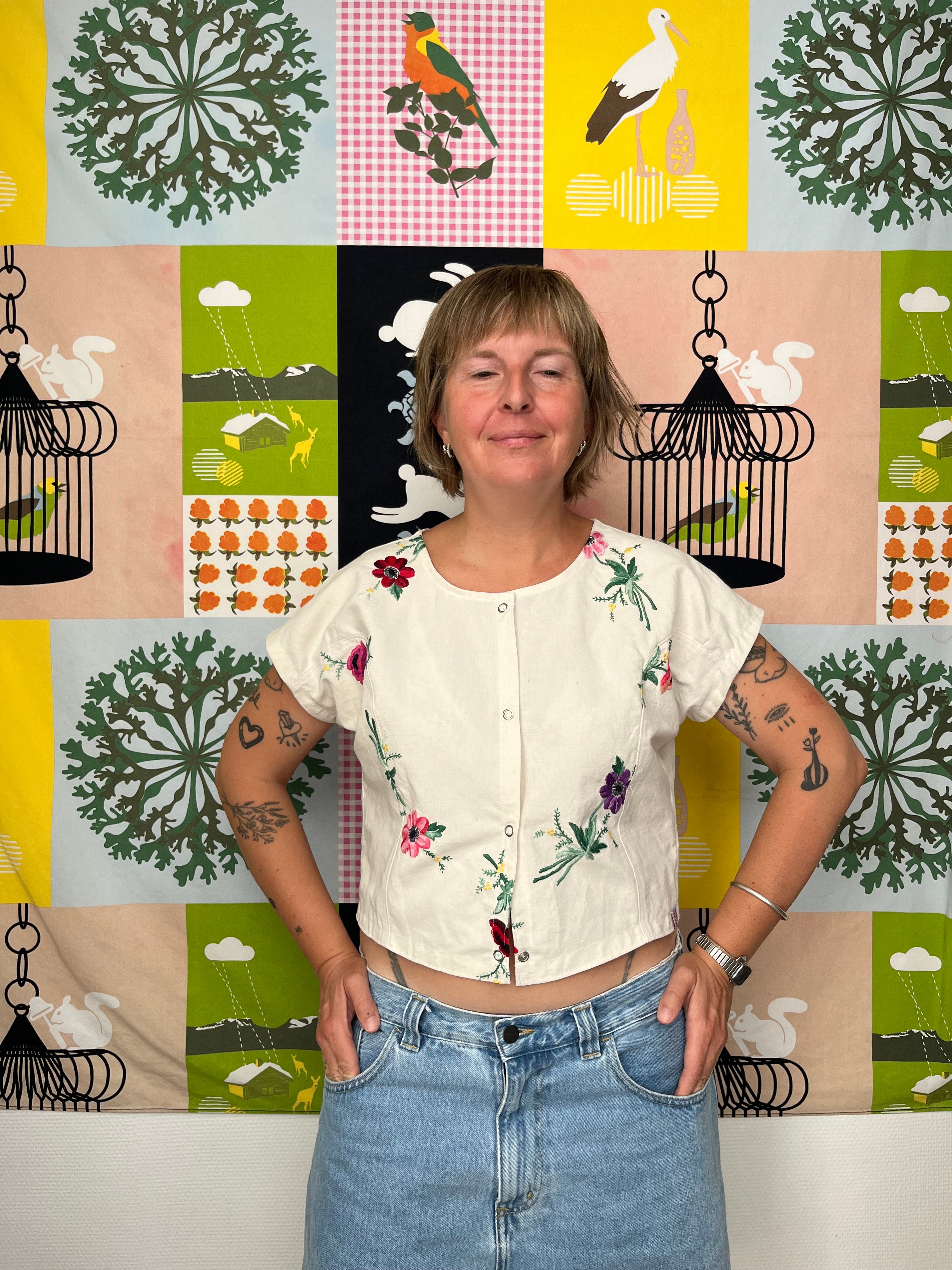 Blouse lin brodé - Pièce unique