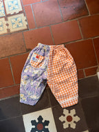 Pantalon enfant Vichy fleurs
