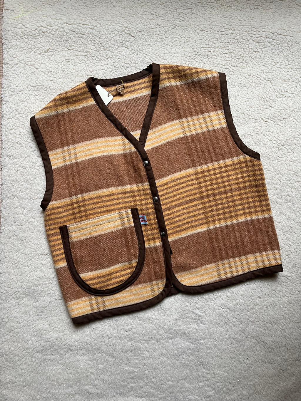 Veste sans manches oversize laine carreaux- Pièce unique