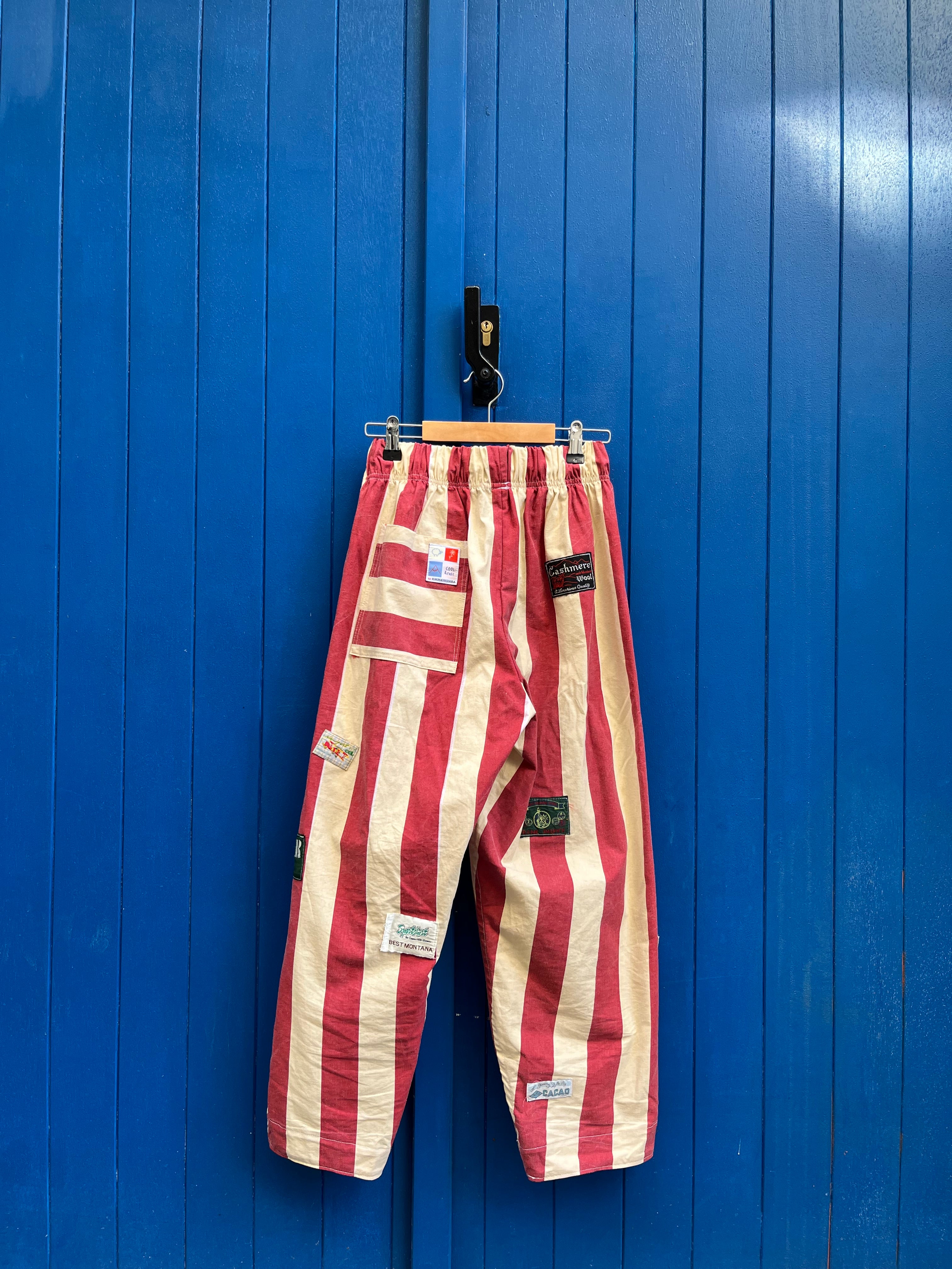 Pantalon barrel rayures patch