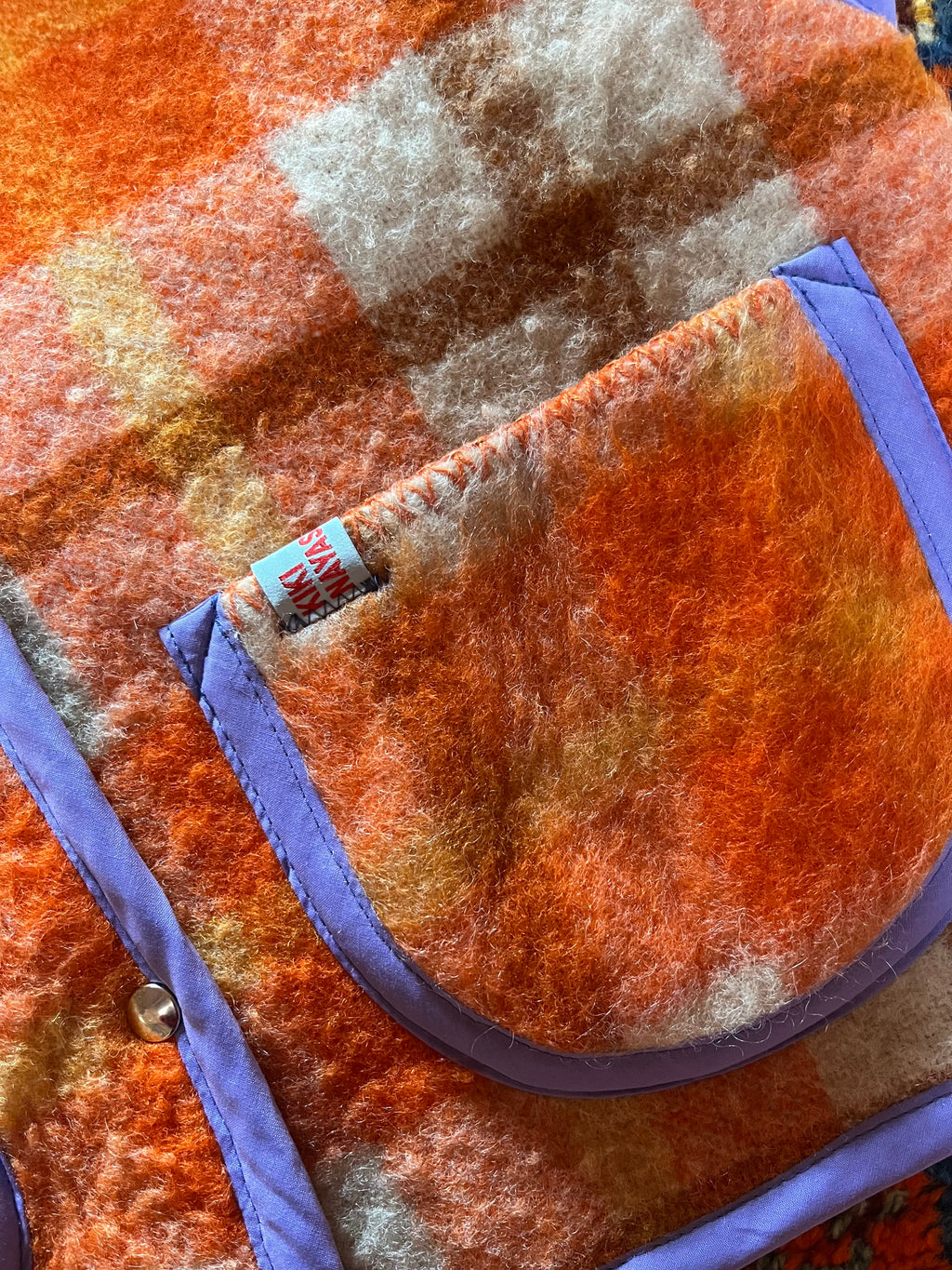 Veste sans manches oversize laine carreaux - Pièce unique