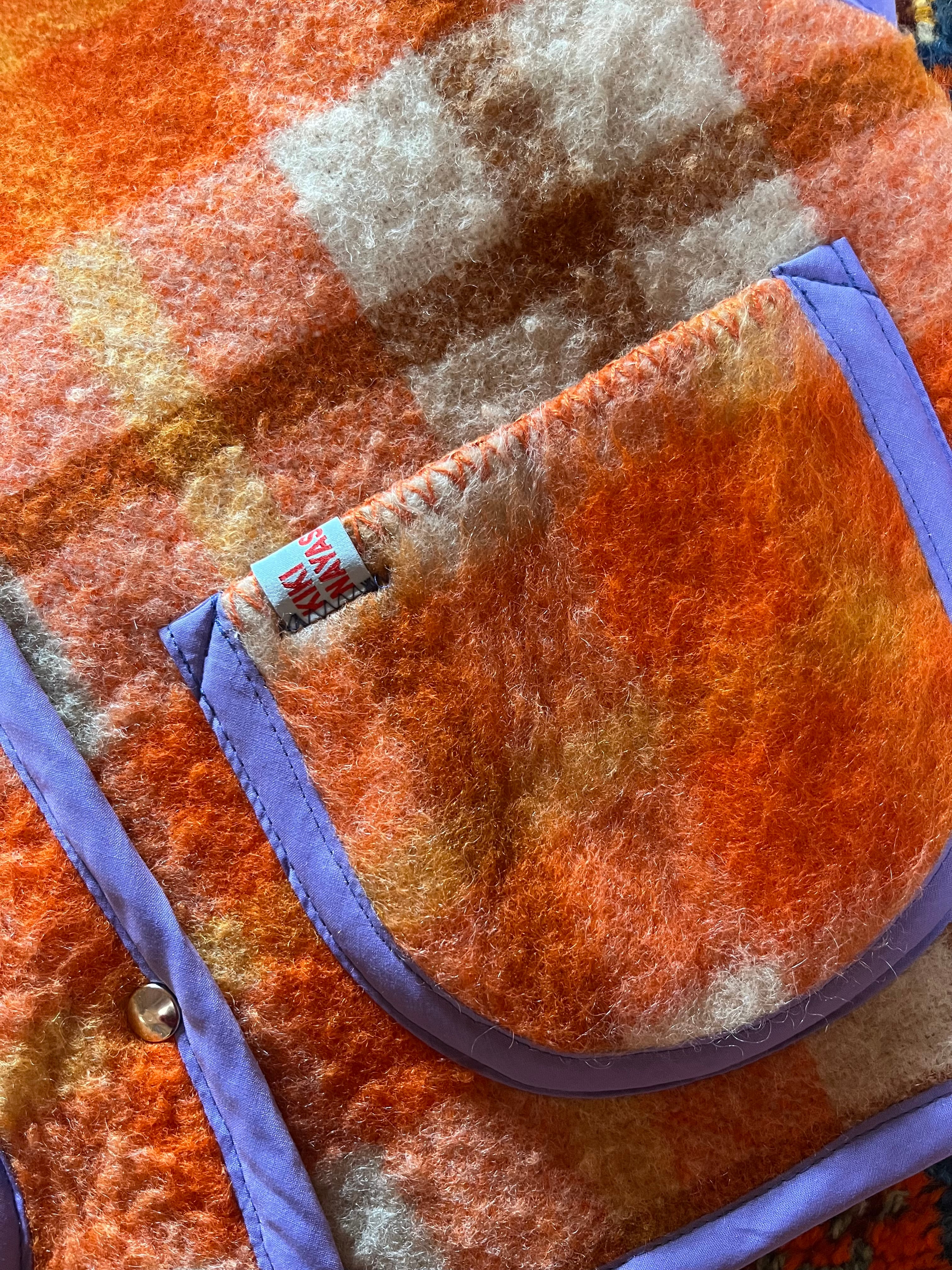 Veste sans manches oversize laine carreaux - Pièce unique