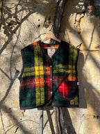 Veste sans manches oversize mohair carreaux- Pièce unique