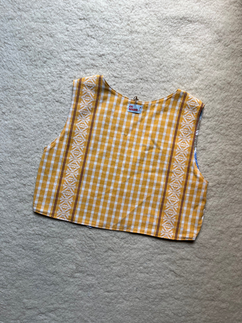 Top réversible fleurs/vichy- Pièce unique