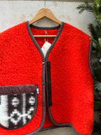 Veste sans manches laine rouge et marron - Pièce unique