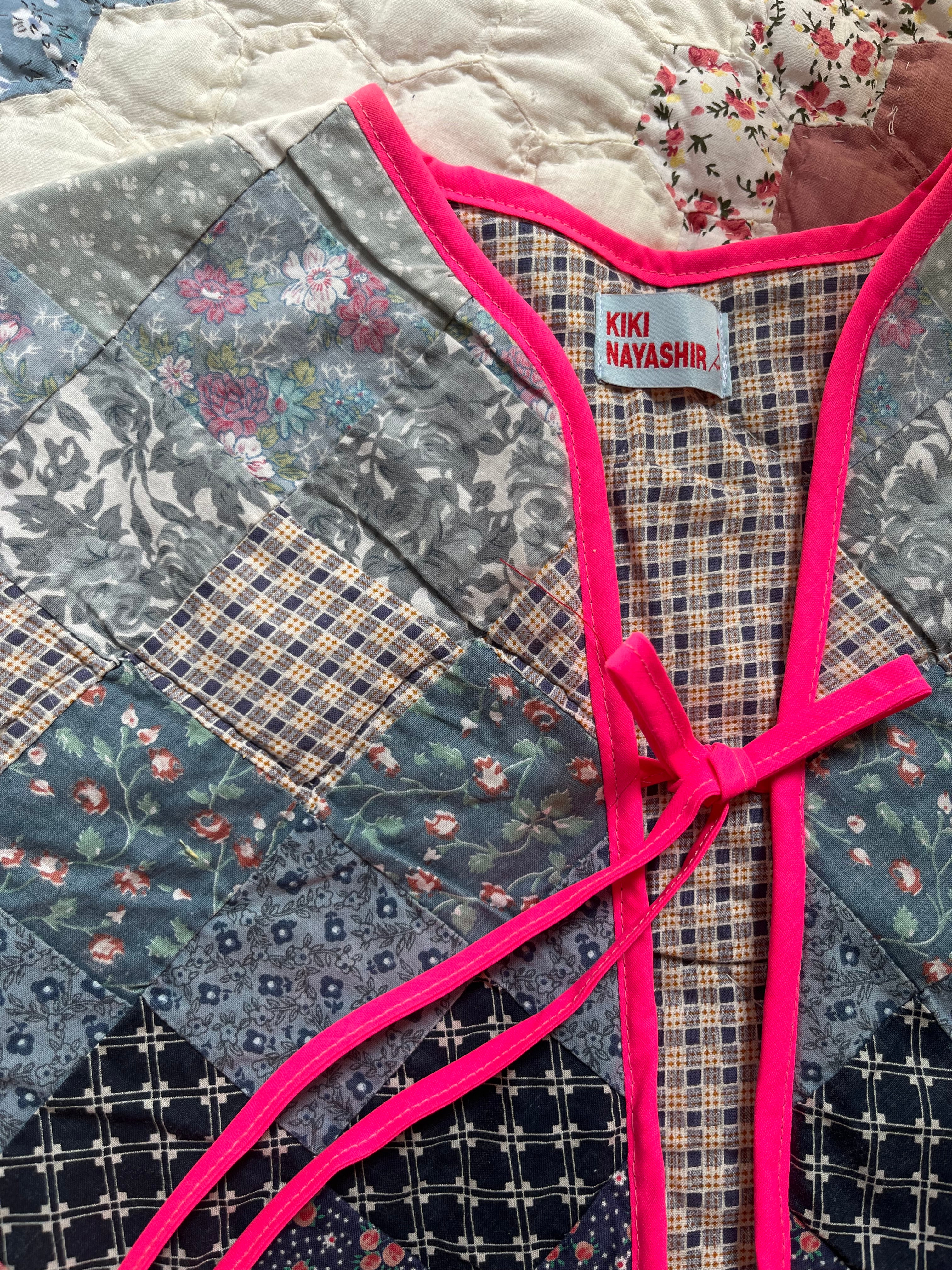 Veste sans manches patchwork réversible - Pièce unique