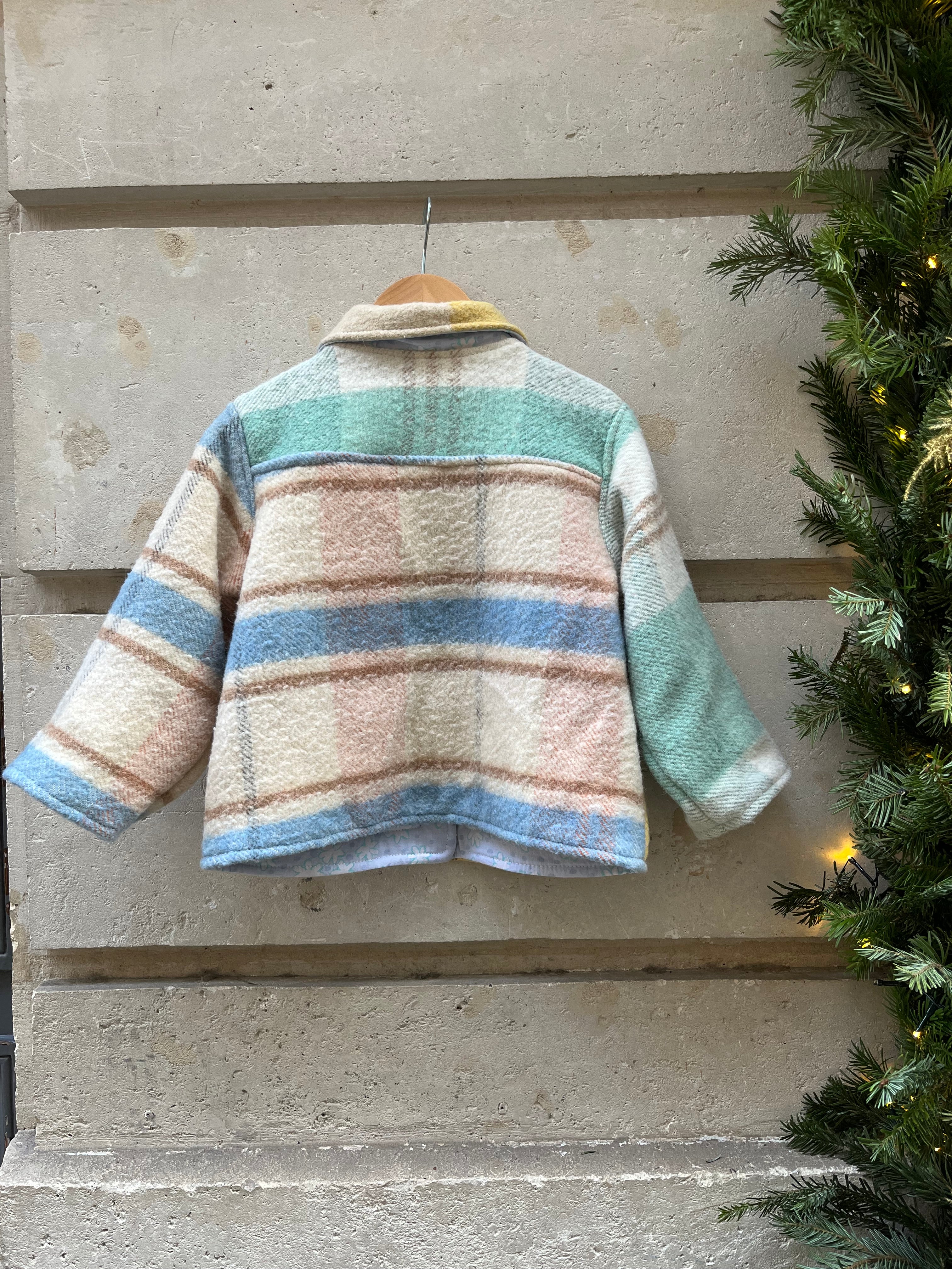 Veste upcyclée  laine carreaux
