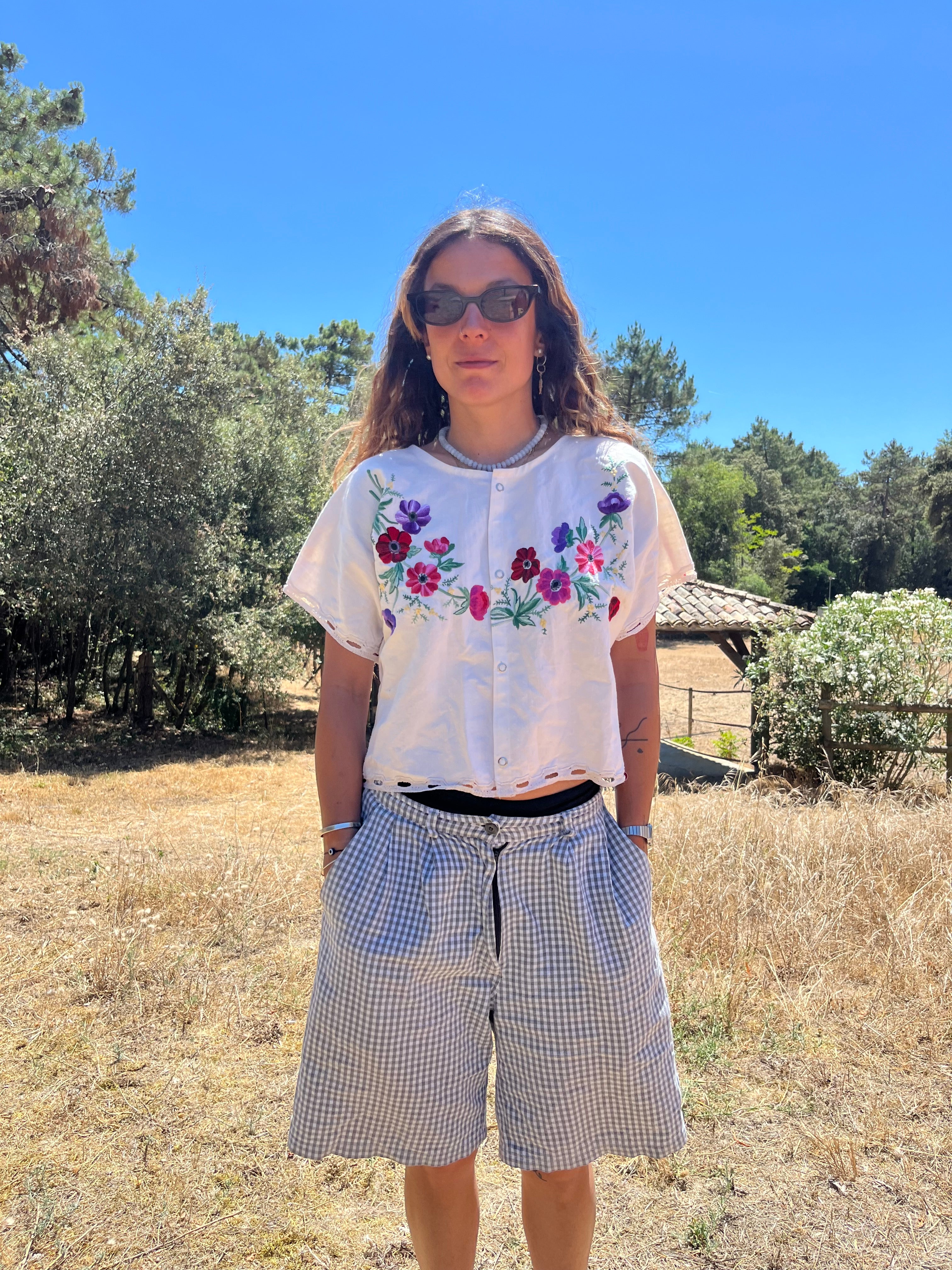 Blouse lin brodé - Pièce unique