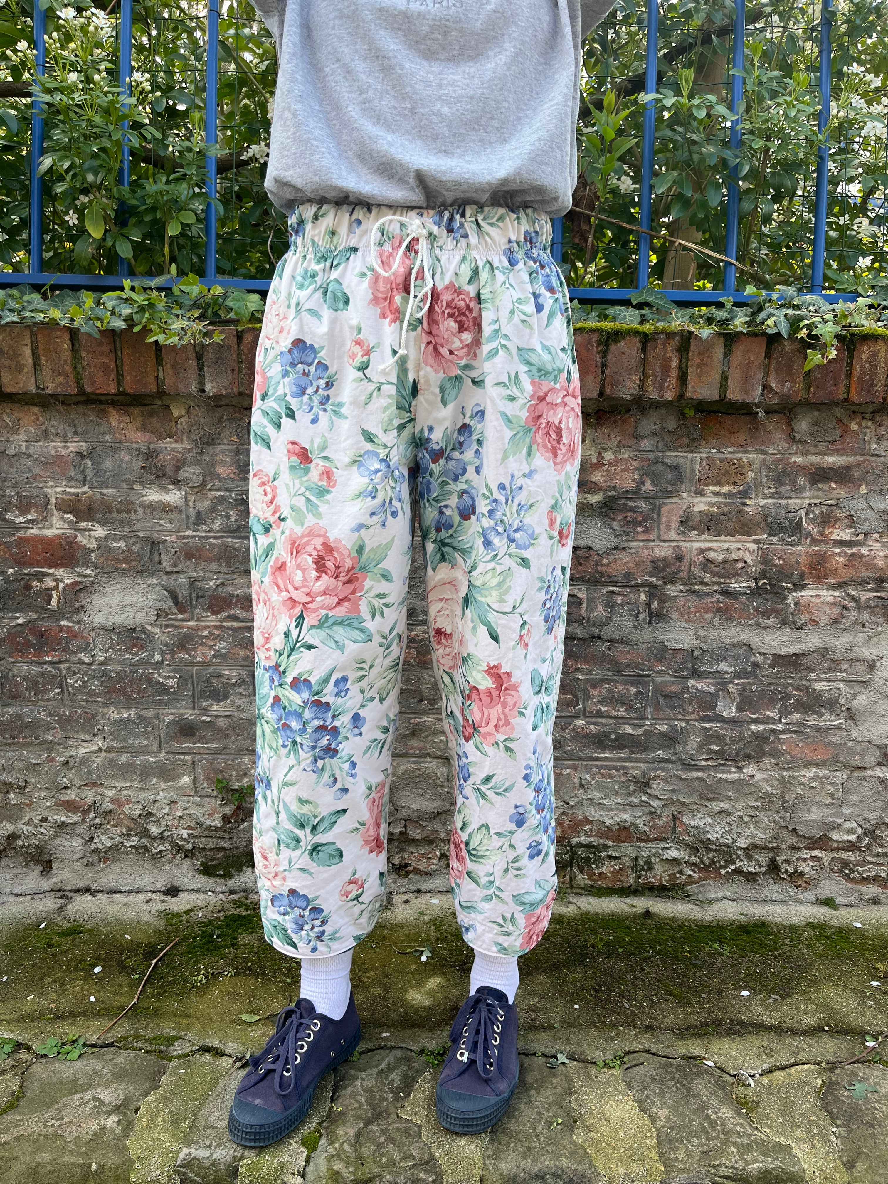 Pantalon barrel fleurs