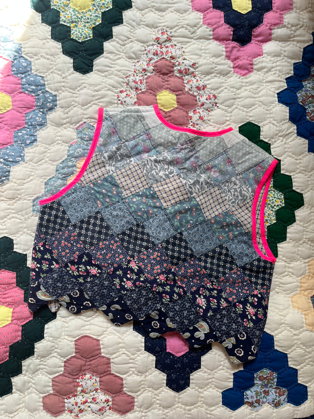 Veste sans manches patchwork réversible - Pièce unique