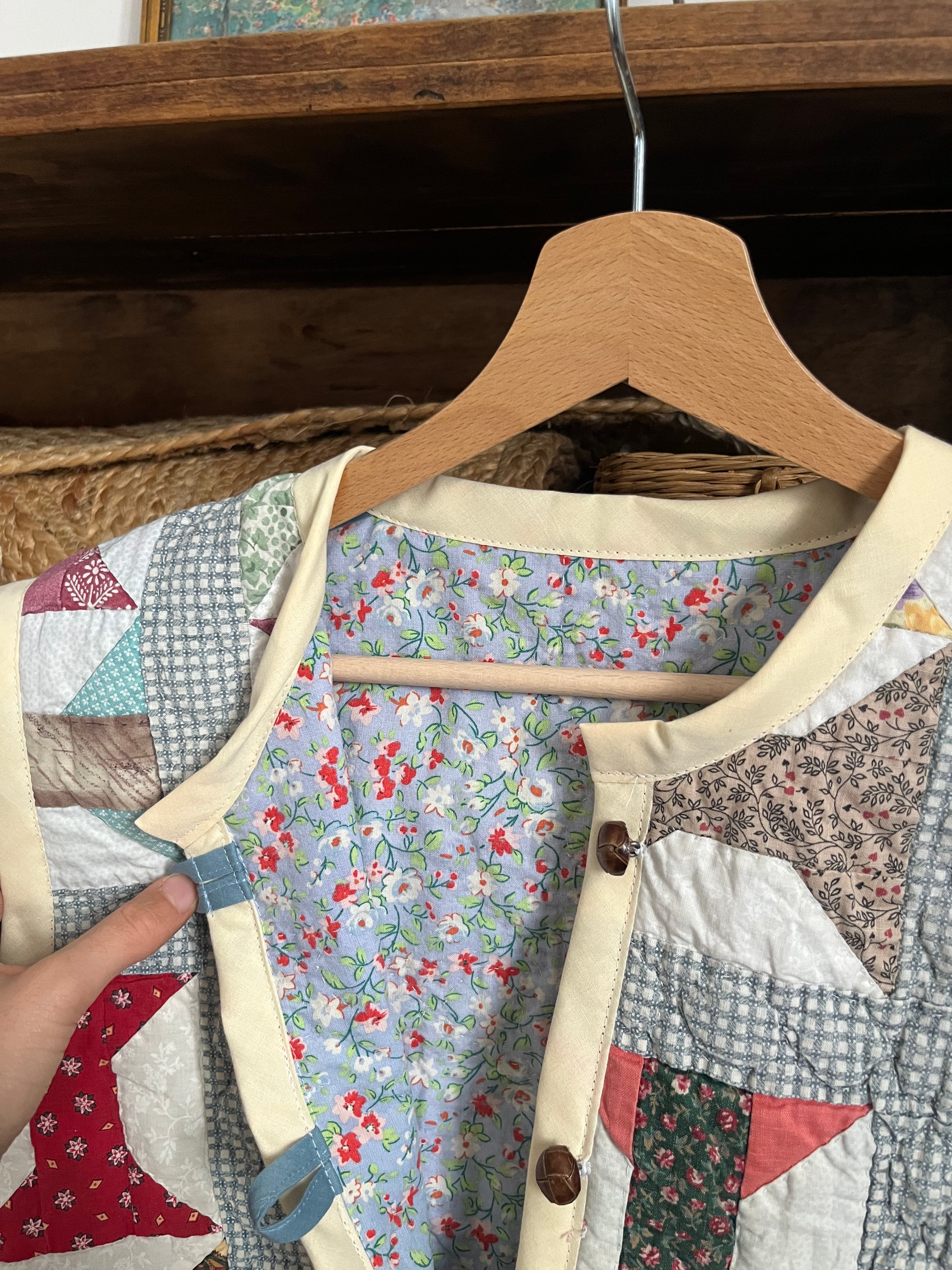 Veste sans manches patchwork réversible - Pièce unique