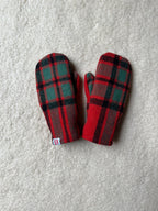 Moufles upcyclées en laine à carreaux tartan