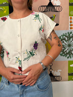 Blouse lin brodé - Pièce unique