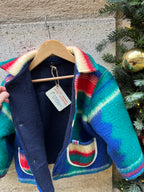 Veste upcyclée verte et rouge doublure polaire