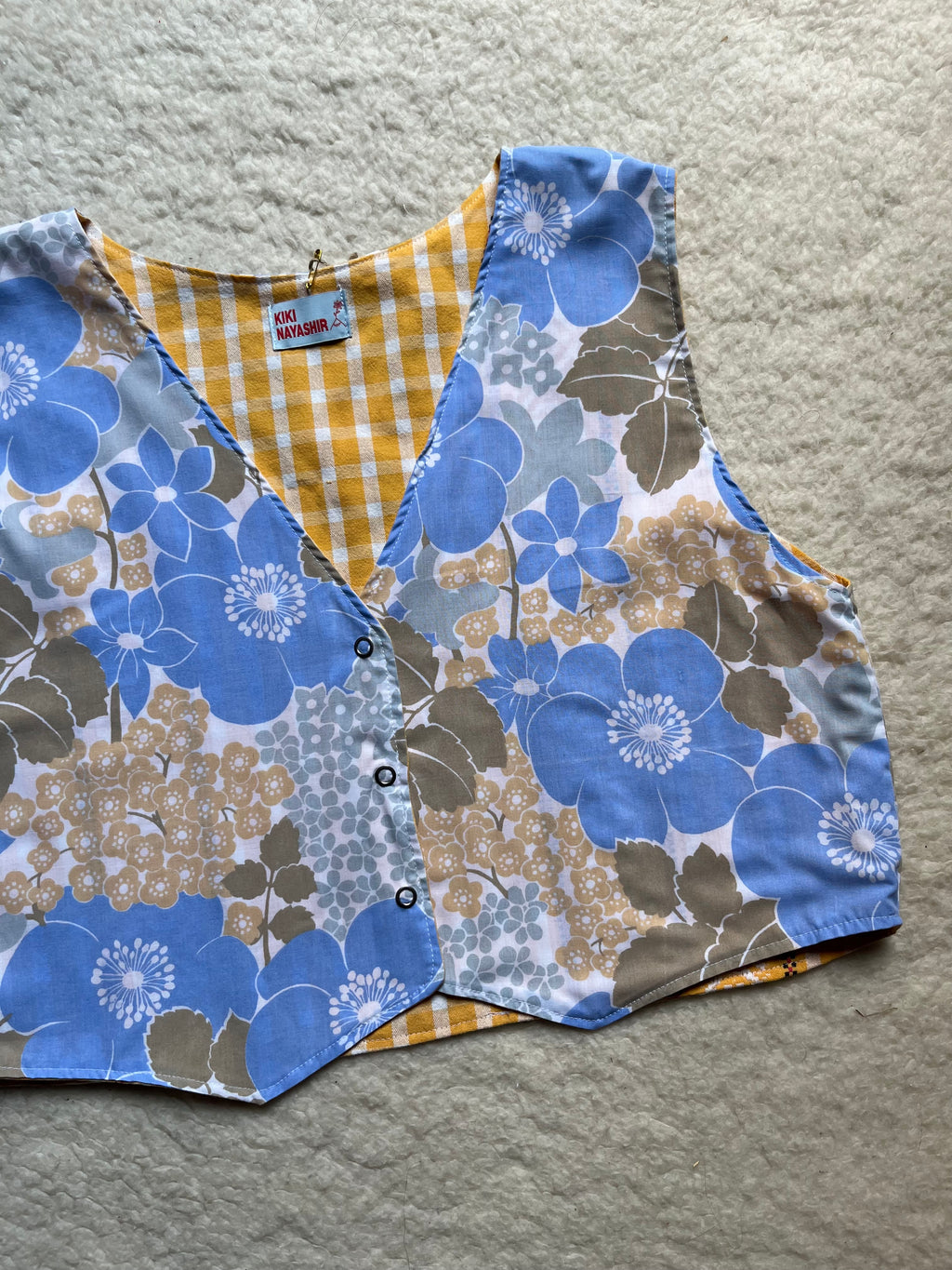 Top réversible fleurs/vichy- Pièce unique