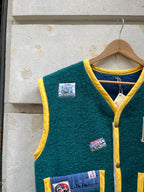 Veste sans manches laine patchs vintage  - Pièce unique