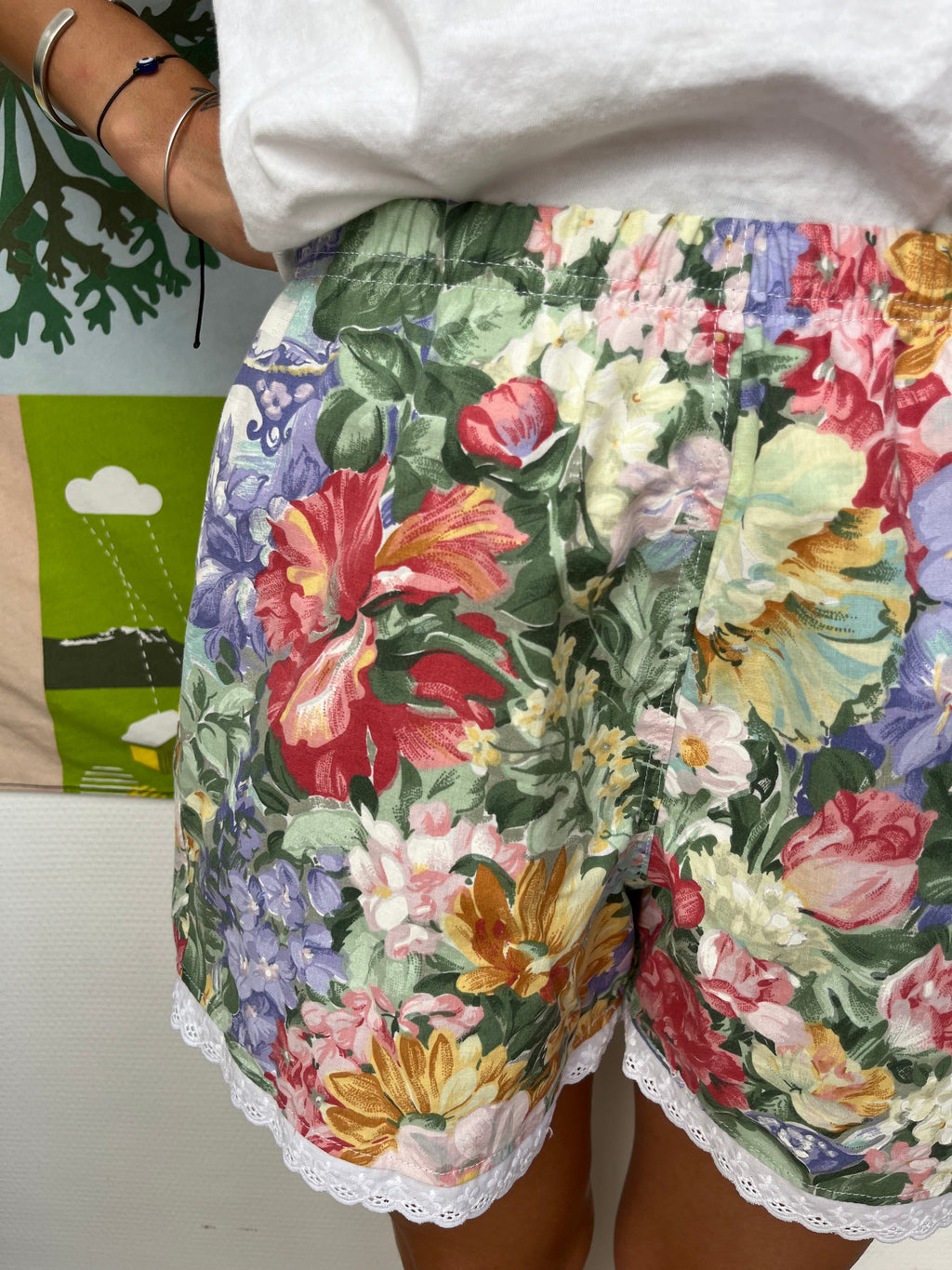 Mini Short fleurs dentelle – Pièce Unique