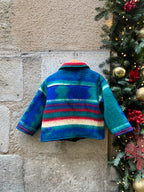 Veste upcyclée verte et rouge doublure polaire