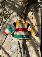 Veste enfant upcyclée en laine à rayures - Pièce unique