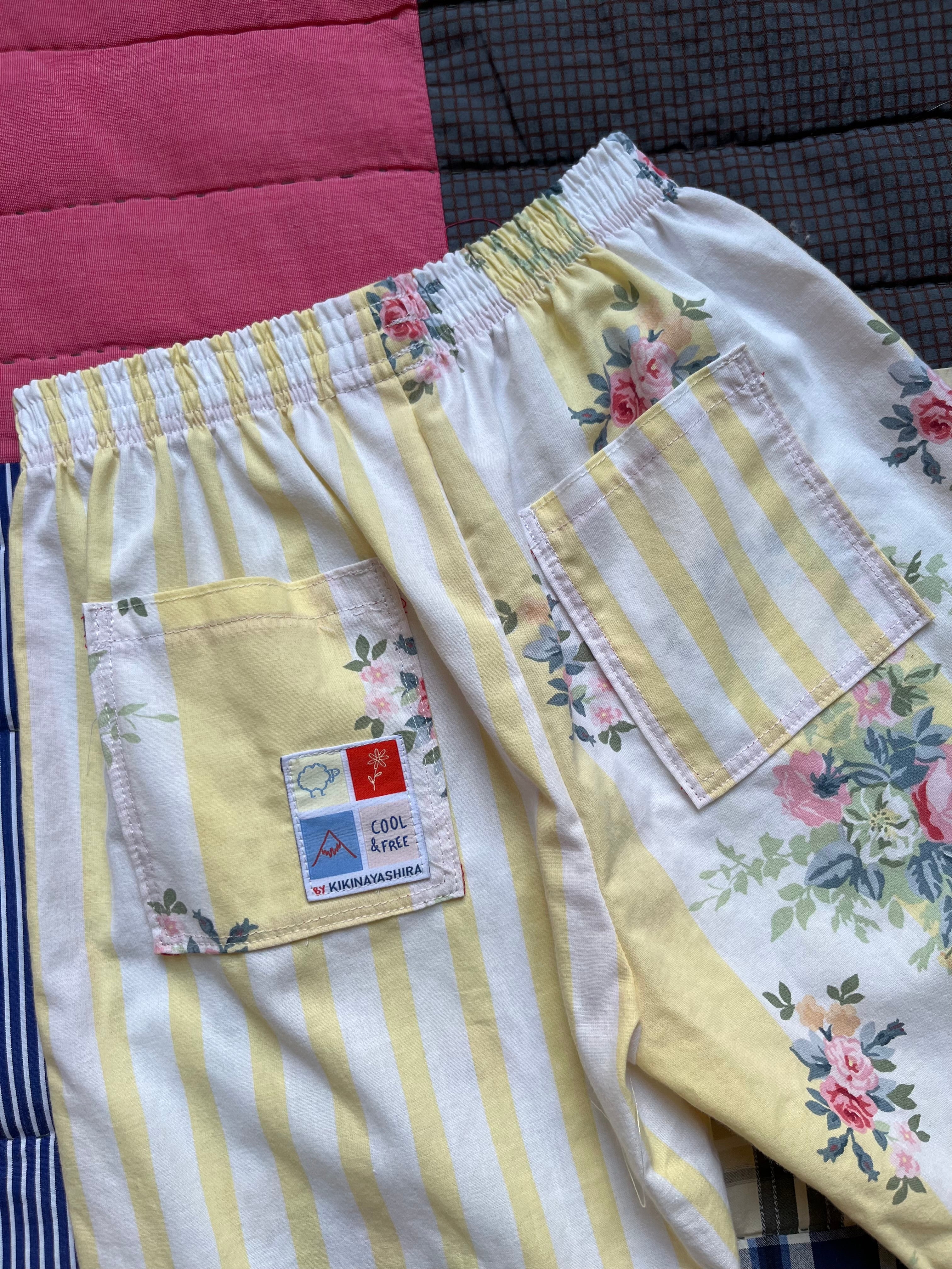 Pantalon enfant rayures fleurs