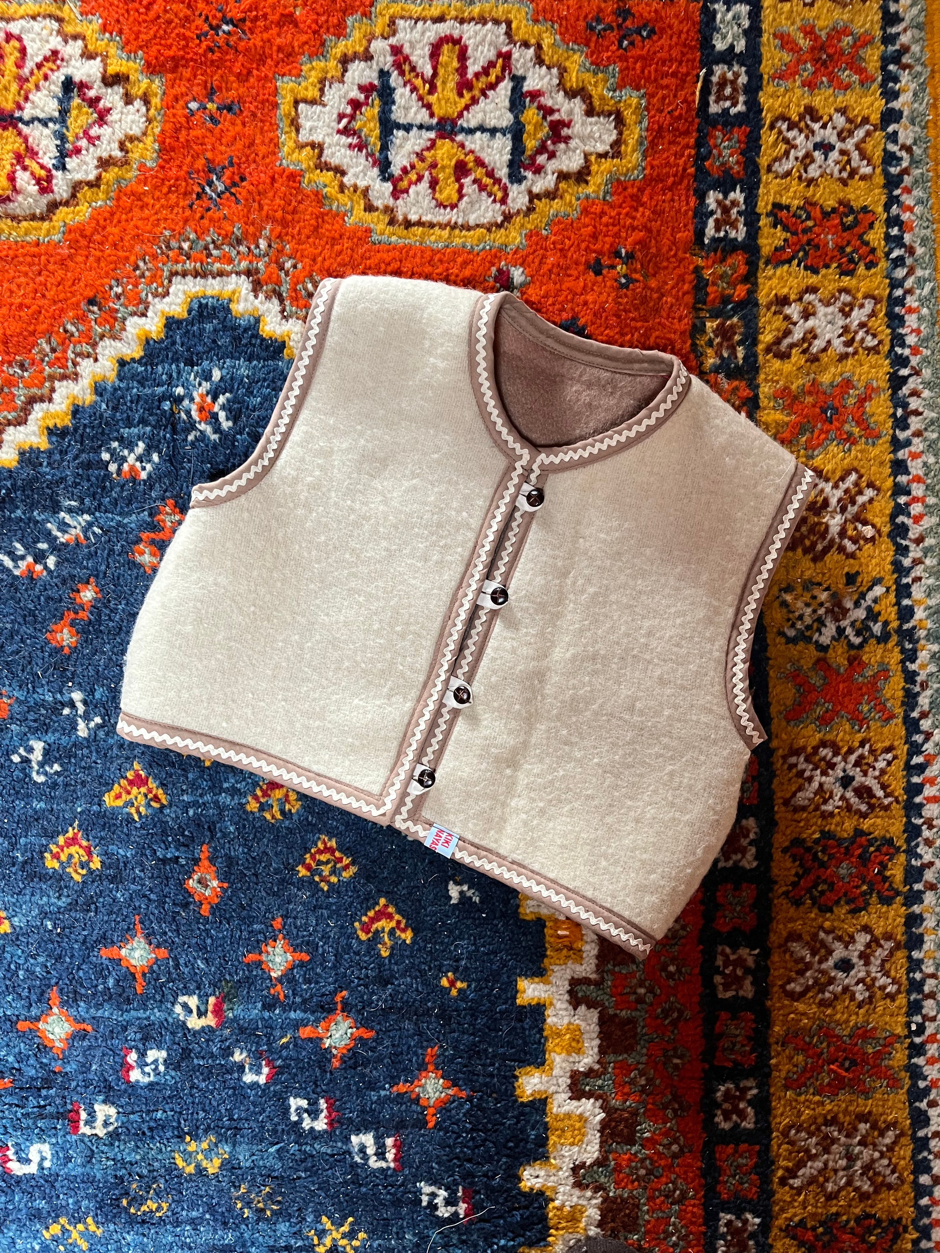 Boléro upcyclée en laine crème- Pièce unique