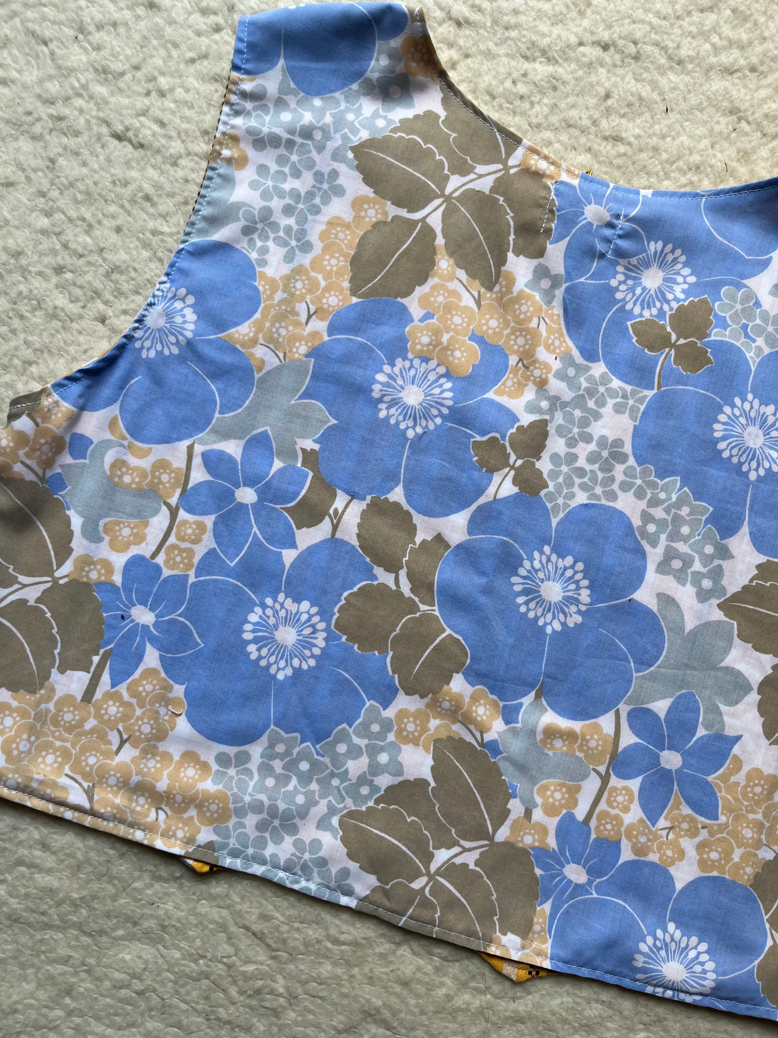 Top réversible fleurs/vichy- Pièce unique