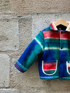 Veste upcyclée verte et rouge doublure polaire