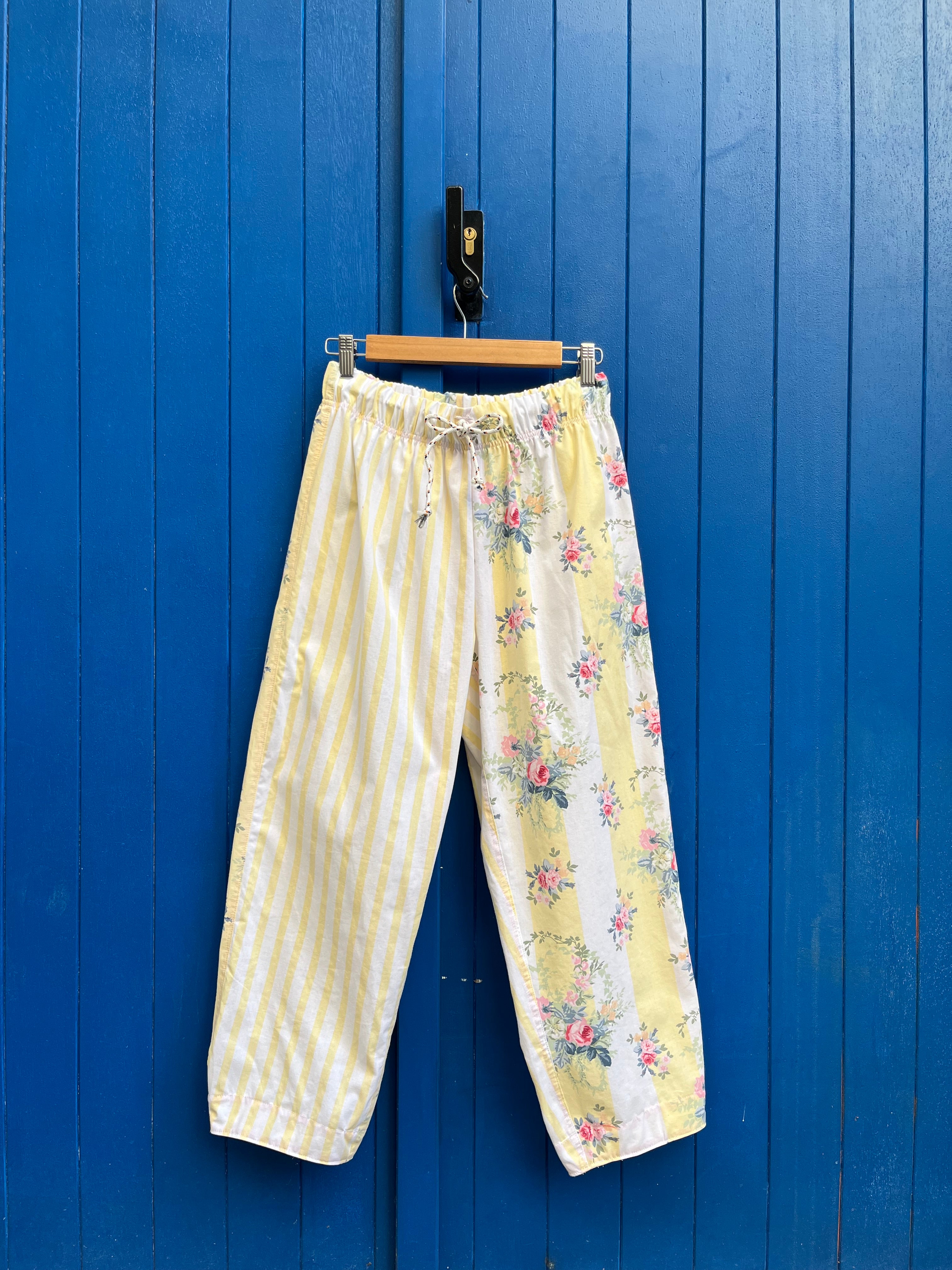 Pantalon rayures fleurs