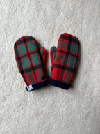 Moufles upcyclées en laine à carreaux tartan
