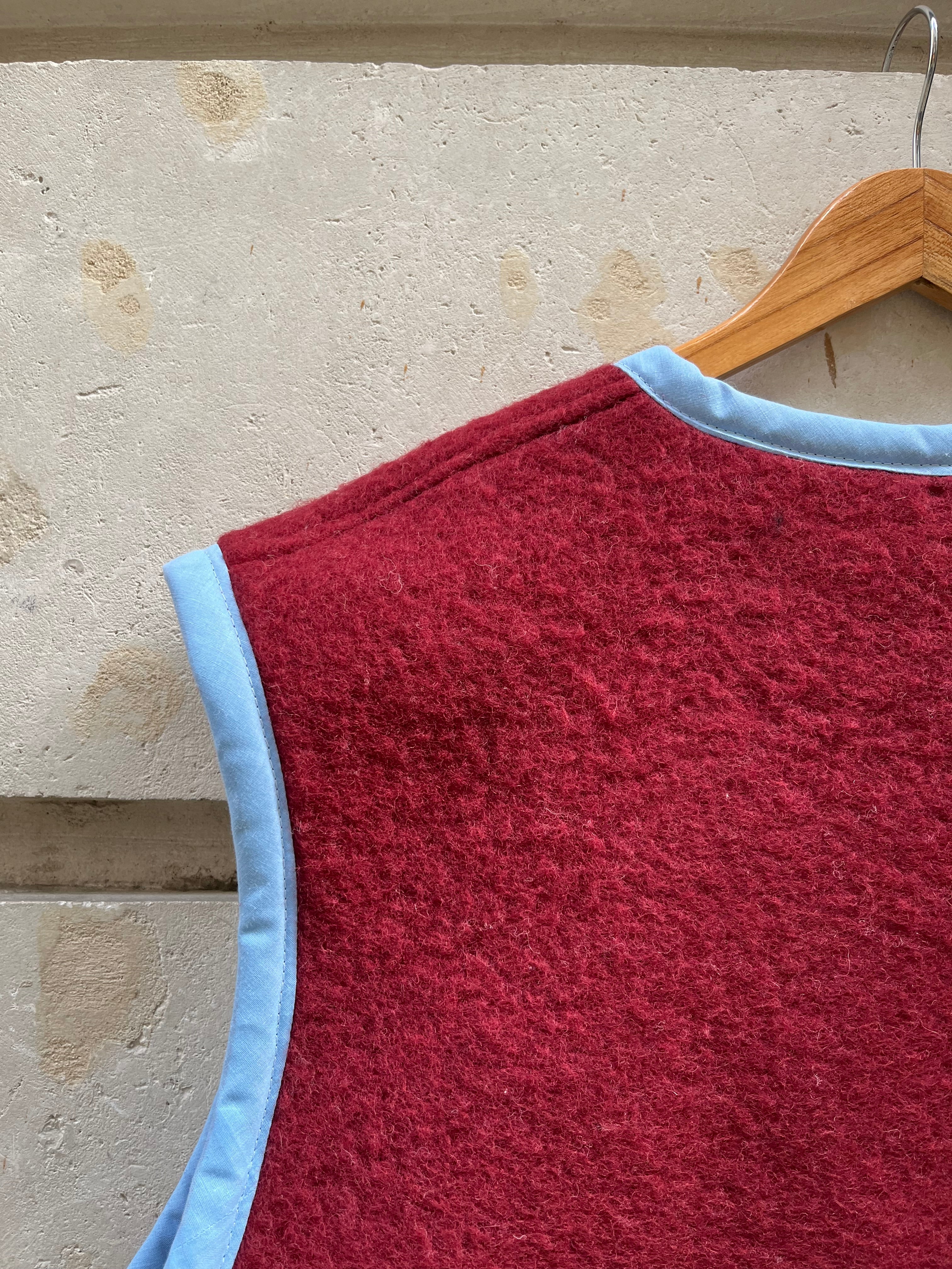 Veste sans manches laine bicolore- Pièce unique