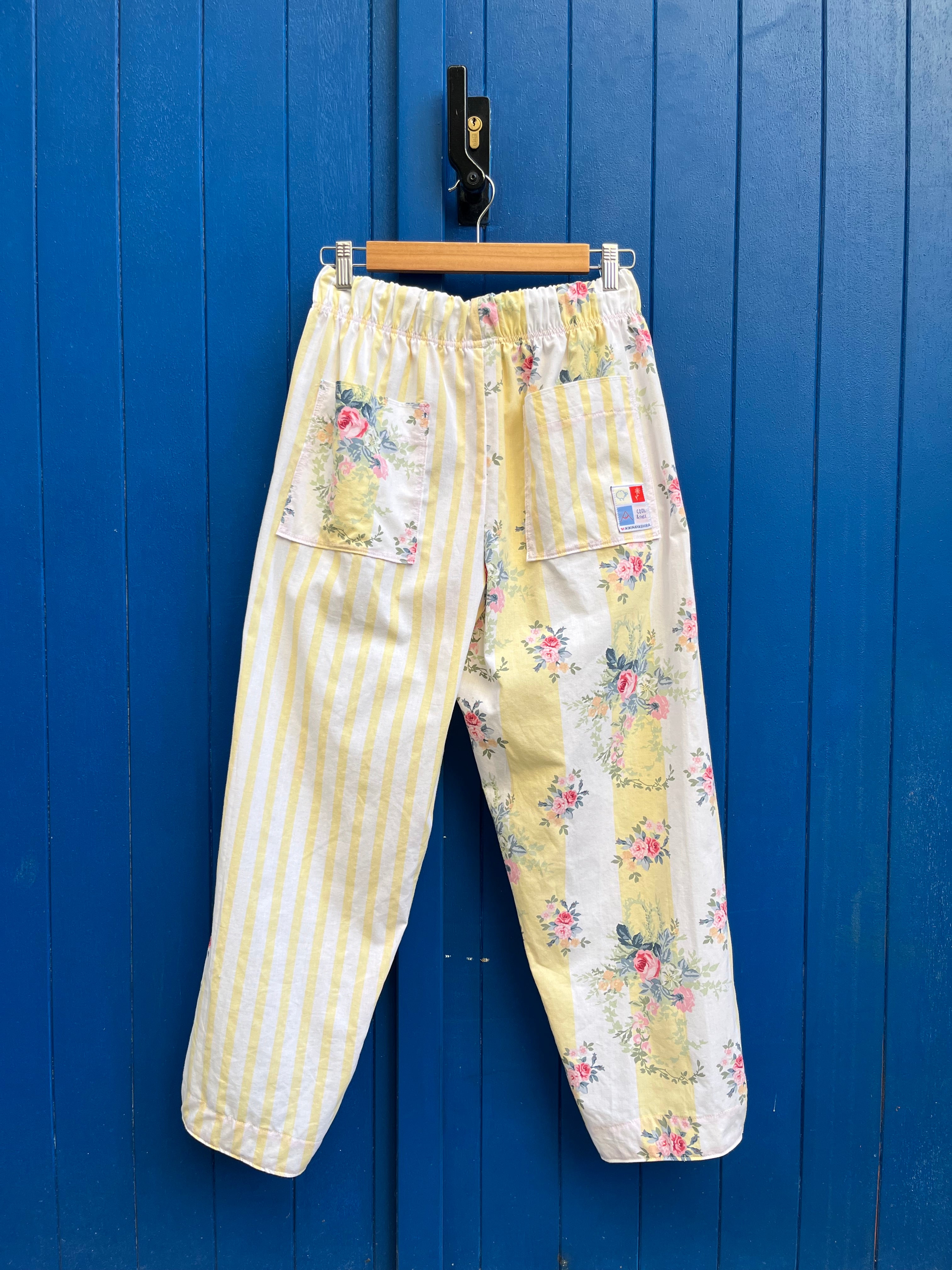 Pantalon rayures fleurs
