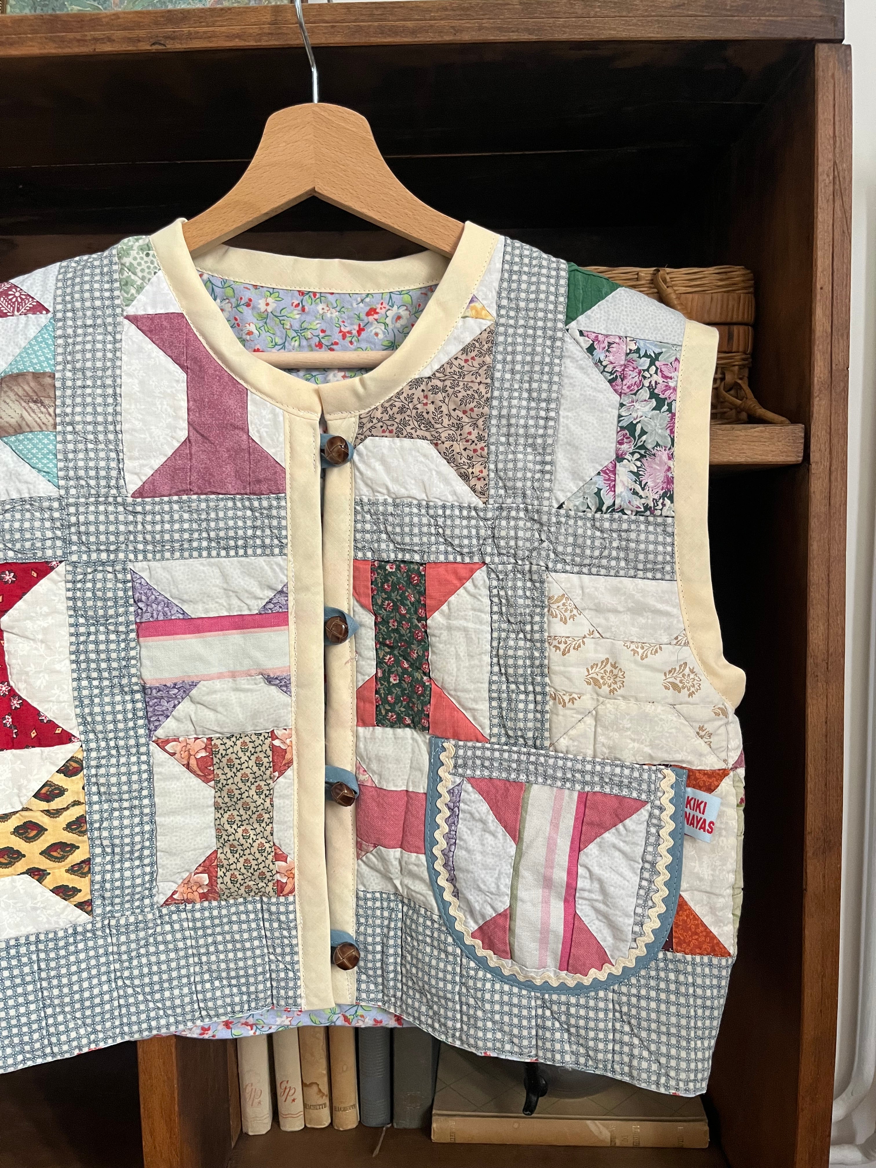 Veste sans manches patchwork réversible - Pièce unique