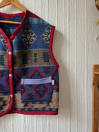 Veste sans manches oversize laine motifs aztèques - Pièce unique