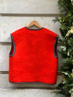 Veste sans manches laine rouge et marron - Pièce unique