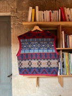 Veste sans manches oversize laine motifs aztèques - Pièce unique