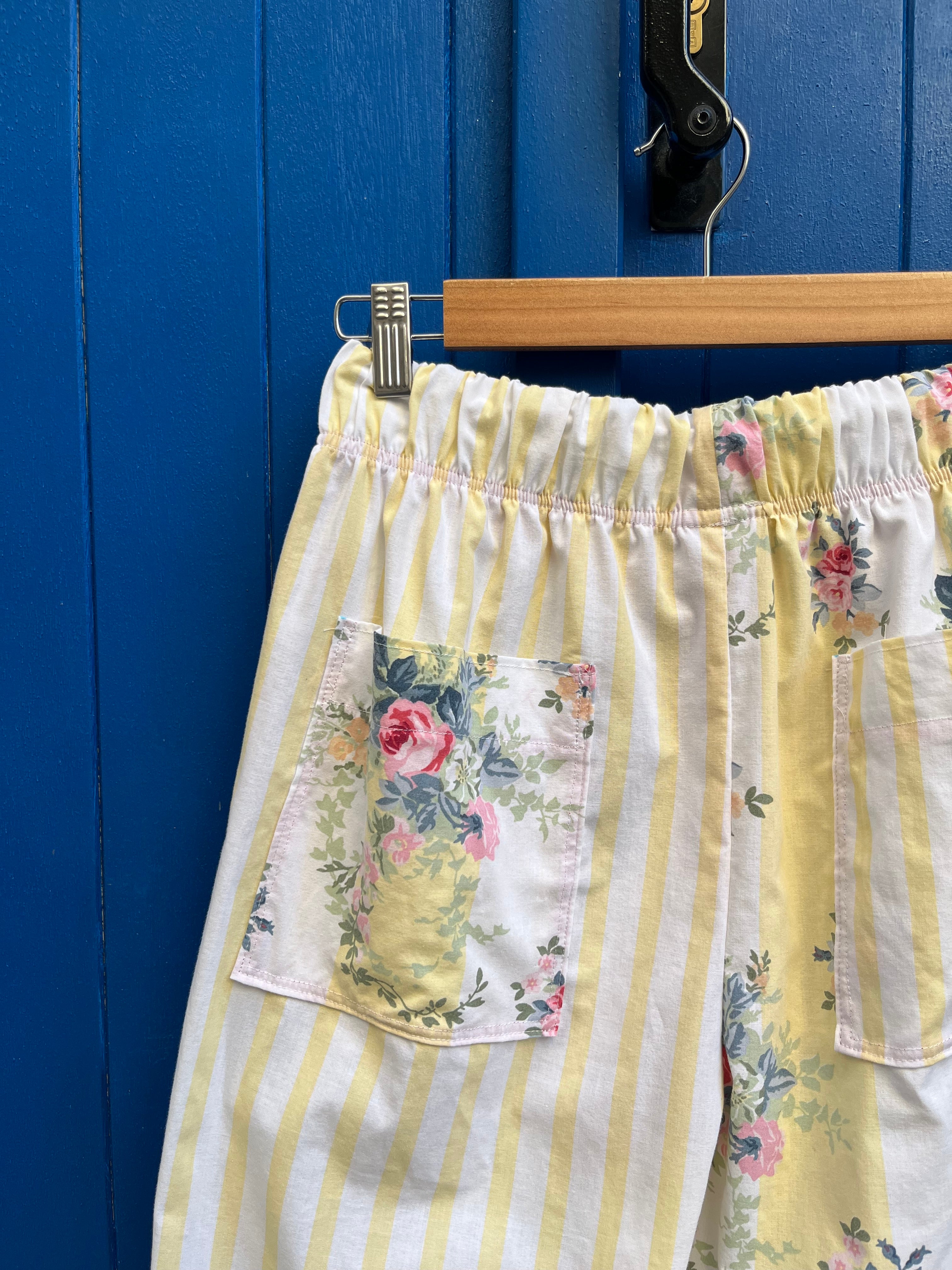 Pantalon rayures fleurs