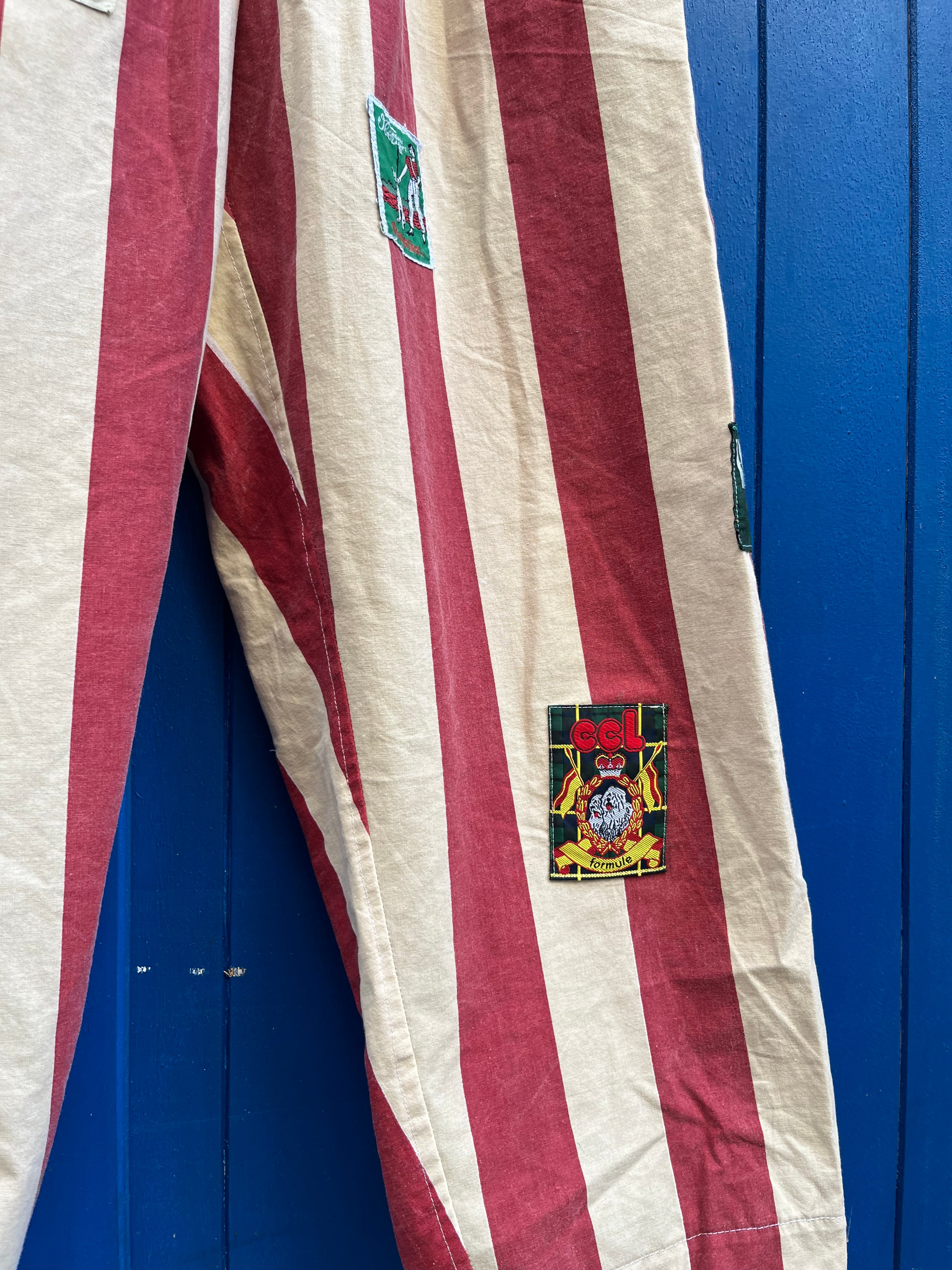 Pantalon barrel rayures patch