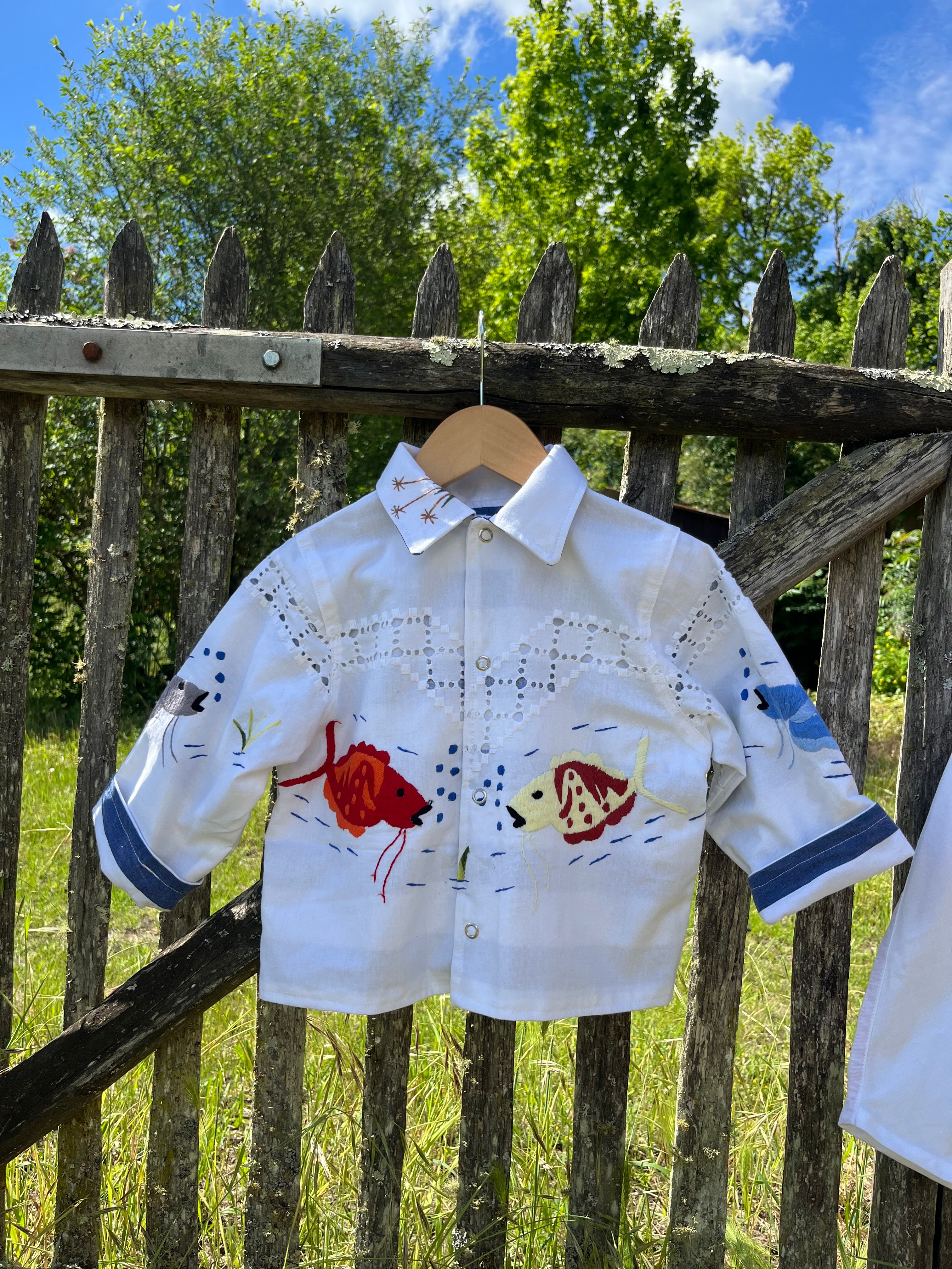 Ensemble brodé poisson enfant
