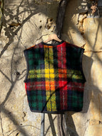 Veste sans manches oversize mohair carreaux- Pièce unique